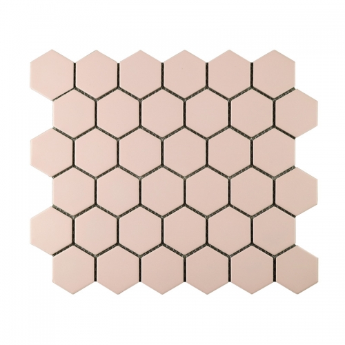 Pink Decorative Porcelain Mosaic Tiles for Bathroom Wall and Kitchen Backsplash in Hexagon CPT028