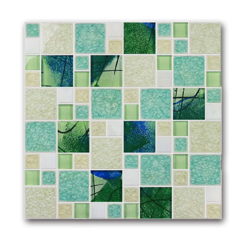 Grassy green porcelain mosaic tile in rectangular for kitchen ...