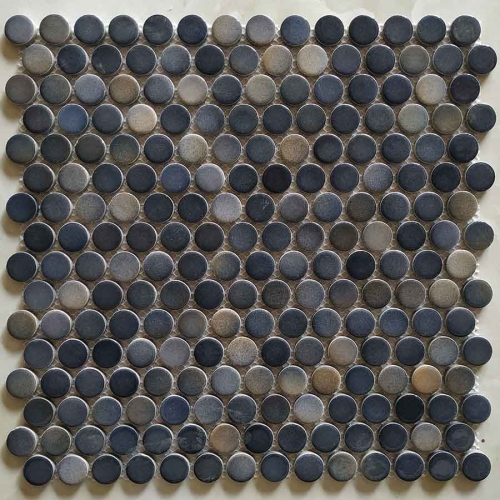 Grey Penny Round Porcelain Tile for Backsplash and Floor 12x12 CPT106