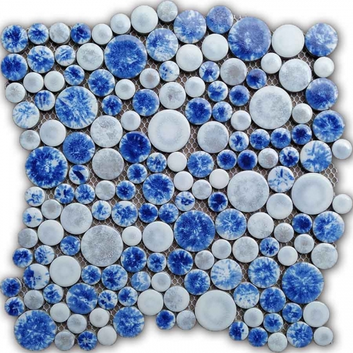 Blue Pebble Tile Porcelain Mosaic Backsplash Ideas CPT109