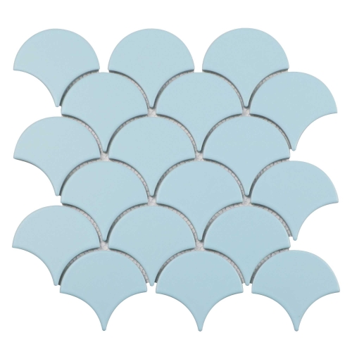 Light Blue Fish Scale Tile Porcelain Mosaic CPT110