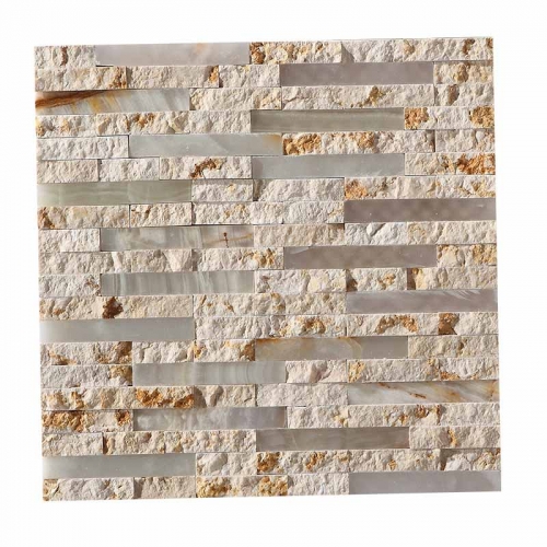 Tumble Beige Nature Stone And Glass Mosaic Tile for Backsplash Wall CGT123