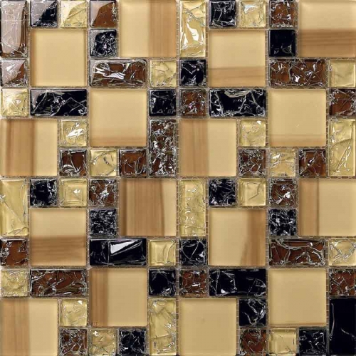 Brown Hand Painted Glass Mosaic Tile for Kitchen and Shower CGT029