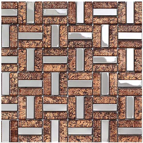 Auburn Glass and Stainless Steel Metal Mosaic Tile for Wall and Backsplash MGT017