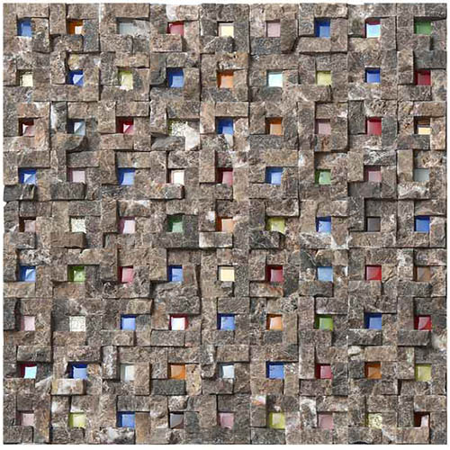 Split Face Stone Glass Mosaic Wall Tile in Colorful Design GST07