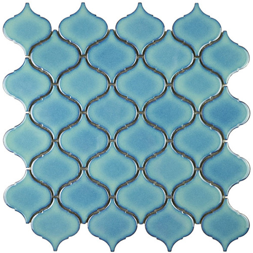 Modern blue arabesque porcelain tile for backsplash and floor