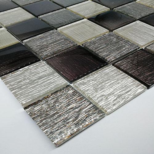 Grey Glass Square Mosaic Tile for Shower and Kitchen CGT043