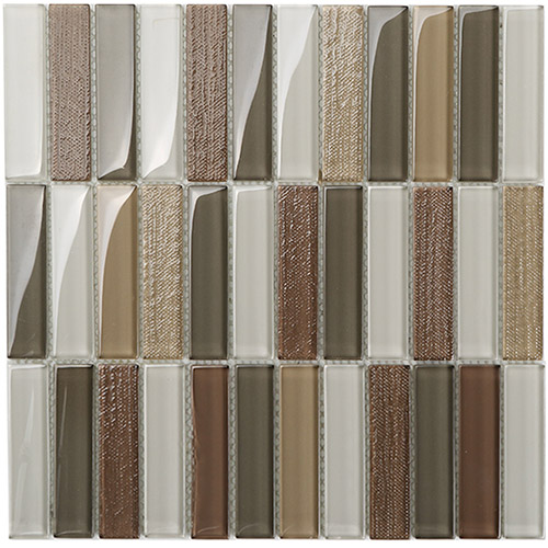 12x12 Inches Beige and White Glass Mosaic Tile Subway Stack Tiles Kitchen and Bathroom Backsplash  CGT053