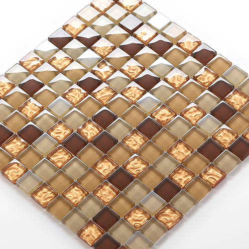 12” x 12” Square Gold Glass Mosaic Tiles for Bathroom Backsplash CGT073