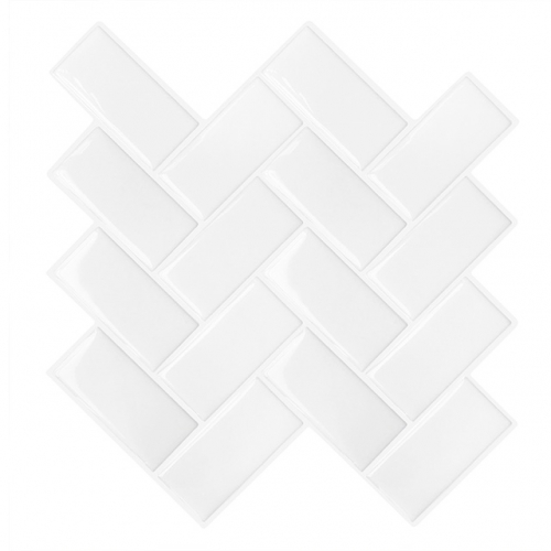 Extra White Peel and Stick Tiles Herringbone Mosaic SOT1037 (1 Sq.ft/Sheet)