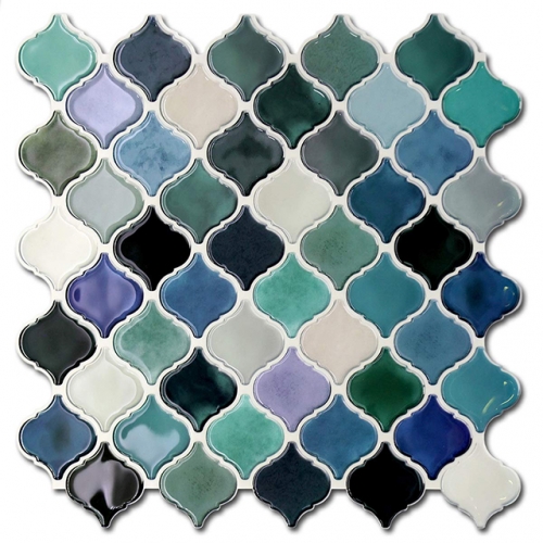 Green Peel and Stick Arabesque Backsplash Tile SOT1047 （0.69 Sq.ft/Sheet）