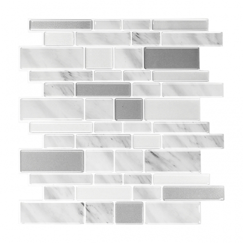 Grey Interlocking Peel and Stick Backsplash Tile SOT1043 (0.97 Sq.ft/Sheet)
