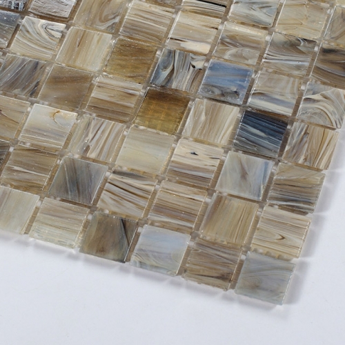 Square Glass Backsplash Tile in beige Mosaic CGT100