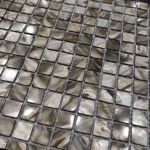 Dark Square Pearlized Backsplash Tiles Mother of Pearl Mosaic MPT28