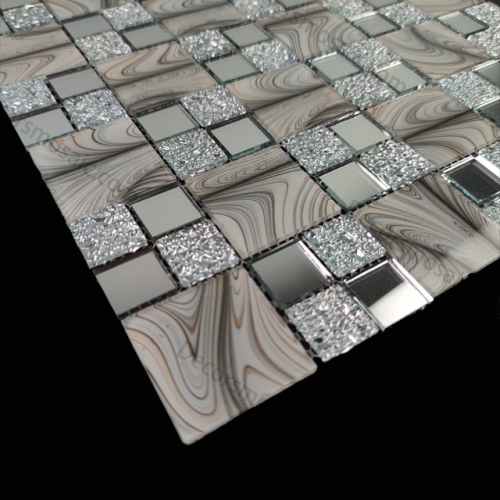 Beige Glass Mosaic Pearlized Backsplash Tile for Bathroom and Kitchen Design CGT102