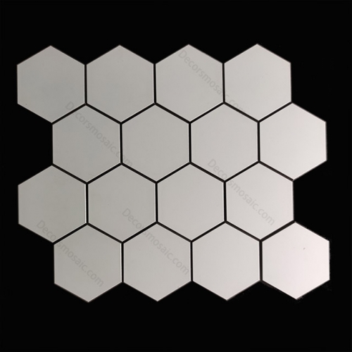 White Hexagon Tile Peel and Stick Mosaic SOT1066 (0.97 Sq.ft/Sheet)