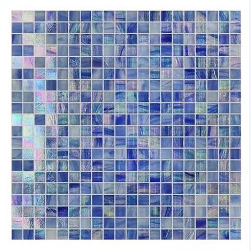 Iridescent Blue Square Glass Mosaic Backsplash Tile CGT098