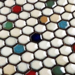 Honeycomb Hexagon Tile Rainbow Porcelain Mosaic Backsplash CPT121