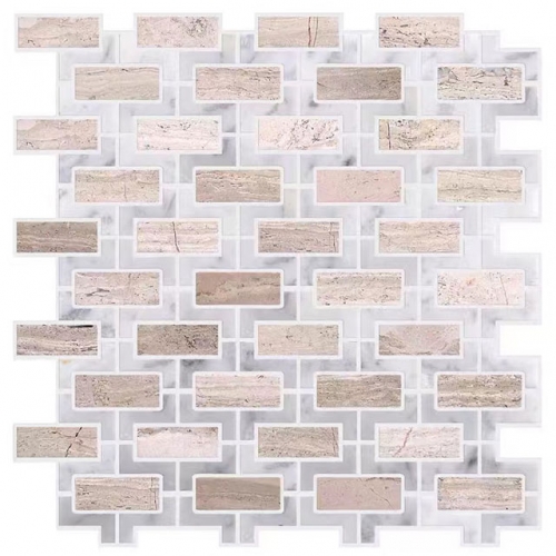 Brown and White  Marble Mosaic Tile （0.82 sqft/sheet） SMT008