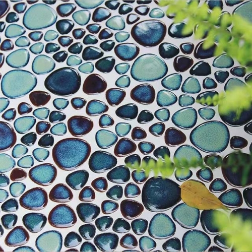 Modern Navy Blue Pebble Porcelain Mosaic 0.97sq.ft/sheet CPT104