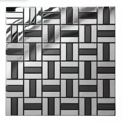 Basket Weave Pattern Backsplash Tiles Stainless Steel Metal Mosaic SST149