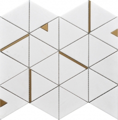 White Triangle  Marble  and Metal  Mosaic Tile SMT316（1.17 Sq.ft / Sheet）