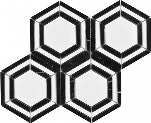 Large Hexagon Backsplash Tile Marble Mosaic SMT232