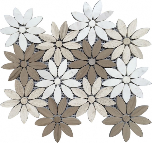 Flower Bathroom Floor Tile Marble Mosaic MST009