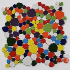 Multicolored Pebble Porcelain Mosaic Tile Backsplash Ideas CPT103