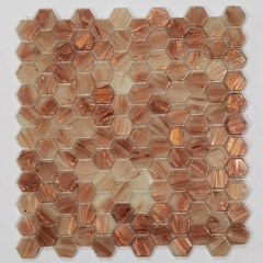 Orange Glass Mosaic Backsplash Hexagon Tile CGT098
