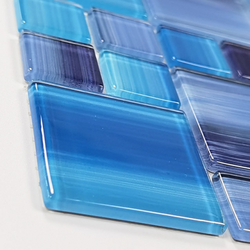 Blue Glass Mosaic Pearlized Backsplash Tile in squre  Design CGT104