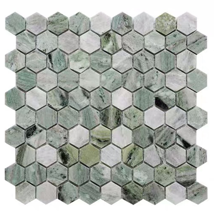 Emerald green marble tile backsplash Hexagon mosaic for bathroom and ...